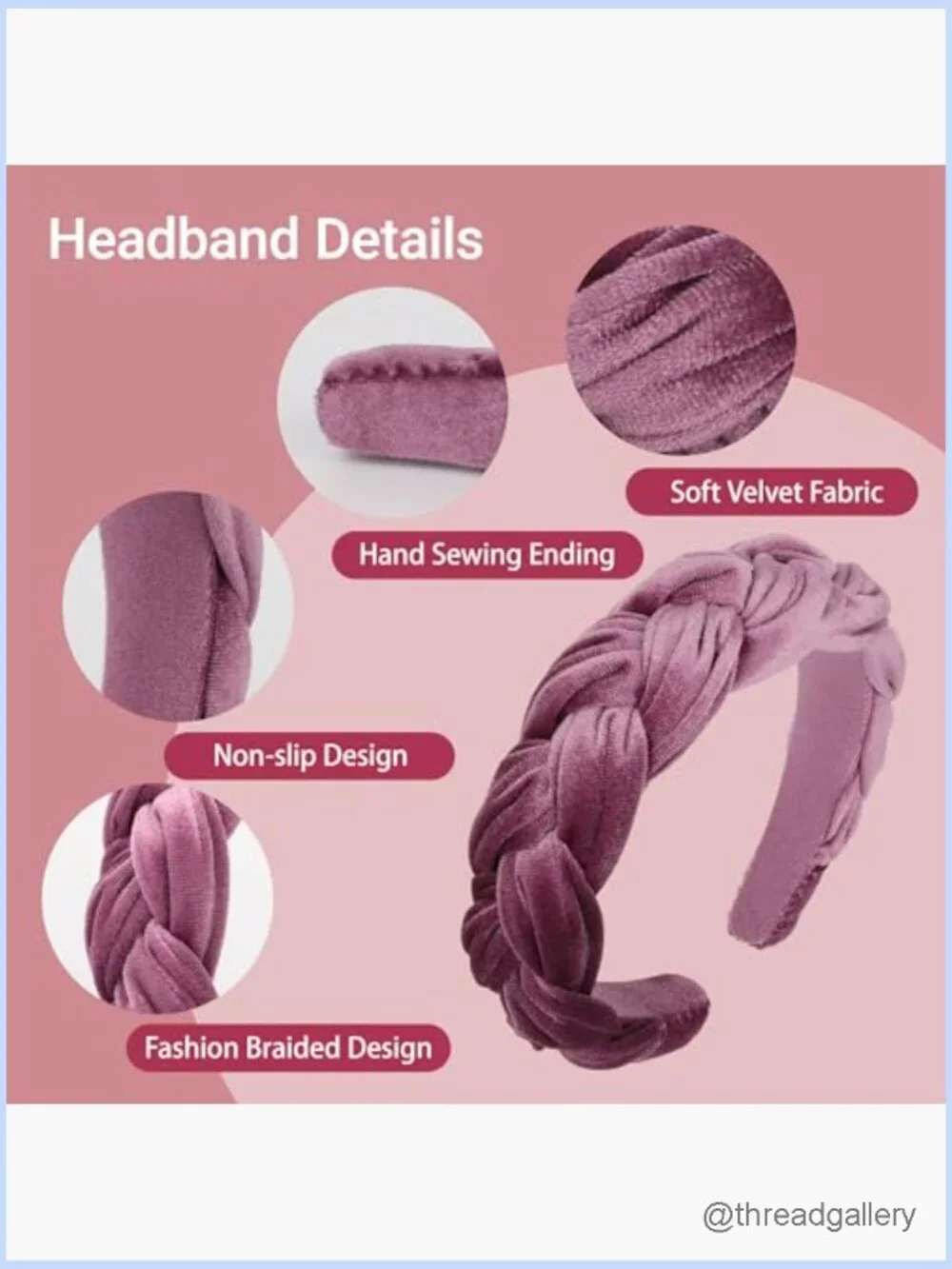 Braided Velvet Headband Non-Slip Stretchy Comfort Hair Accessories